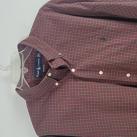 Ralph Lauren Custom Fit Red Green Plaid Button Down Shirt - Picture 3 of 7